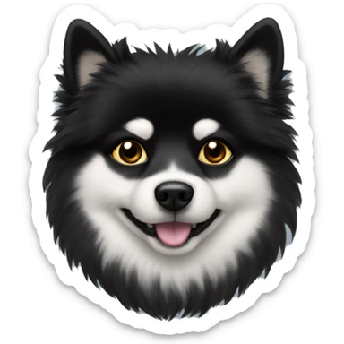 black fluffy spitz with black eyes sticker