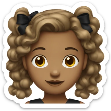 Straight wavy hair medium skin tone girl with bow tie black dress  sticker