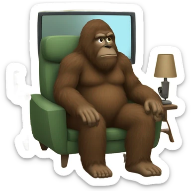 Bigfoot watching tv sticker