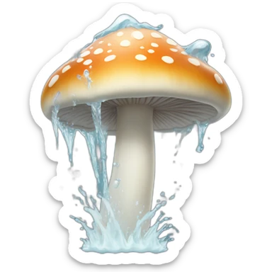 White water spurting from mushroom top sticker
