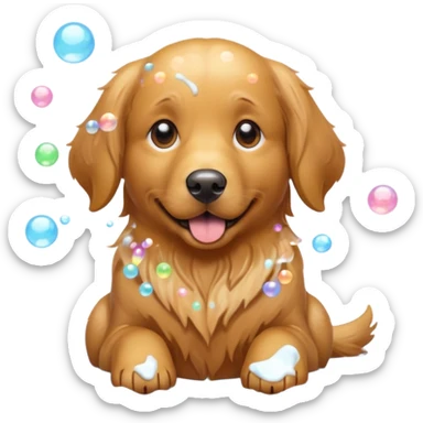 brown dog with soap bubbles sticker