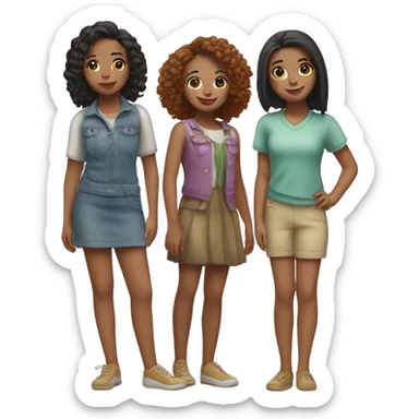 trio of girls  sticker