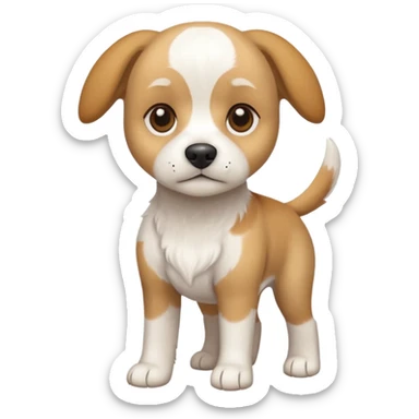 a full body white beagle x maltese x chi dog the size of a kelpie with light brown ears and a light brown patch on one eye sticker