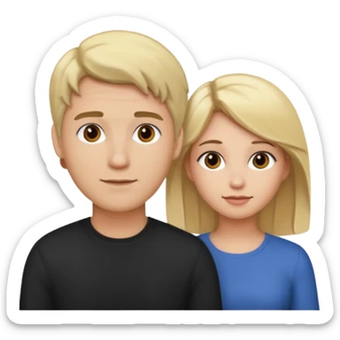 couple male blonde hair female dark brown hair sticker