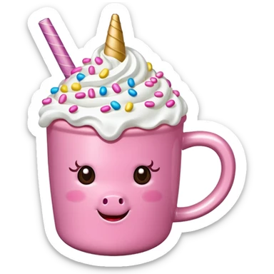 Make a pink unicorn hot cocoa sticker