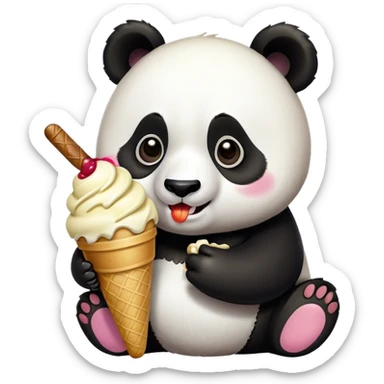 Panda eating ice cream sticker