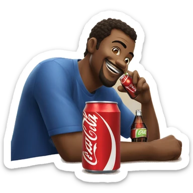 homem tomando uma coca cola e ao lado uma pepsi cola sticker