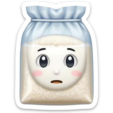Sad bag of rice in a small ziplock bag. The rice is powdery sticker