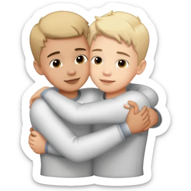 Two boys giving a hug sticker