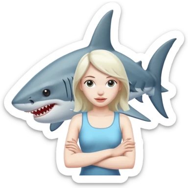 beautiful girl with a shark head and arms sticker