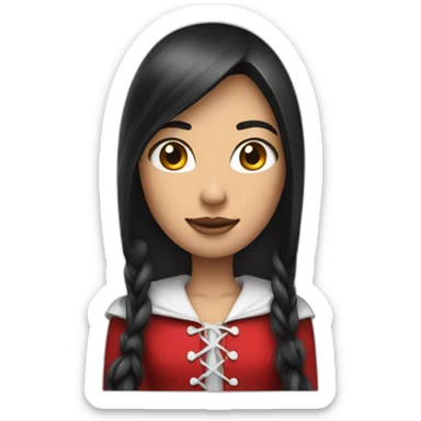 red-ridding-hood-long-straight-black-hair-with-white-streak-hair sticker