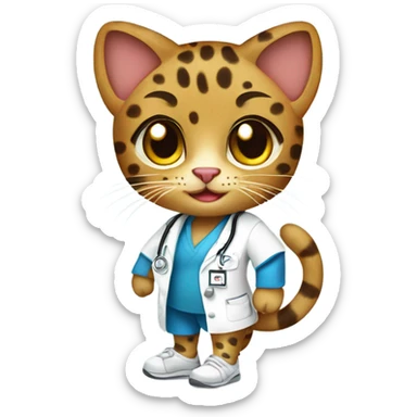 Leopard cat nurse in jogging shoes sticker