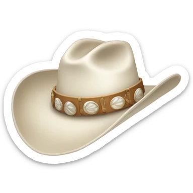 White cowgirl hat with shell band sticker