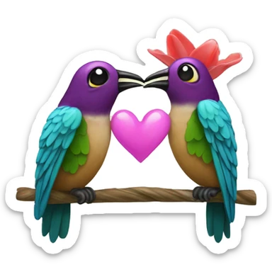 emoji de un colibrí con dos enamorados sticker