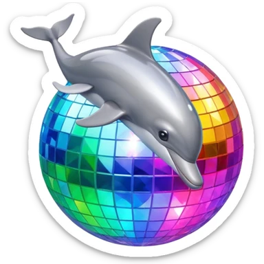 dolphin dancing under disco ball sticker