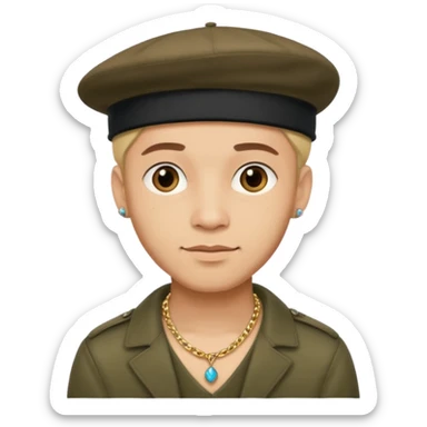 man with beret and necklacesuperhero with necklace sticker