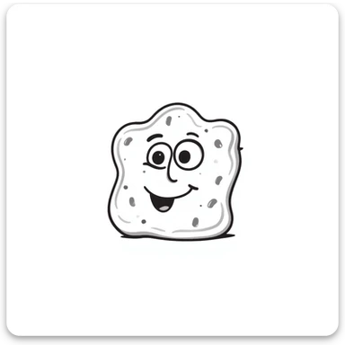 A happy hand-drawn sponge character with a big smile sticker