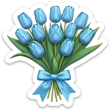 light blue tulip bouquet with light blue bow  sticker