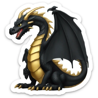 Big black dragon with small gold one sticker