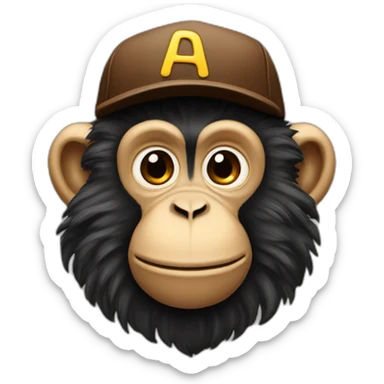monkey-with-dad-cap-with-an-N-initial-and-black-curly-hair sticker