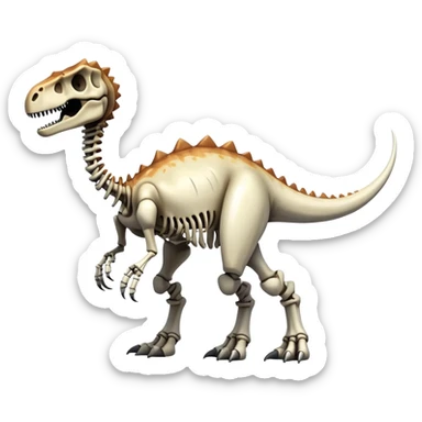 An epic shiny cool edgy skeletal bone dinosaur, full body sticker