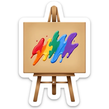 canvas on an easel with paint strokes sticker