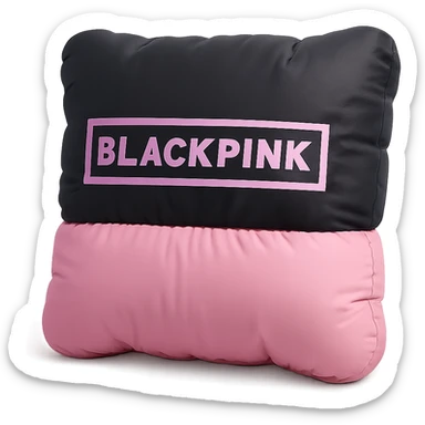 BLACKPINK-inspired object, black and pink colors, plush cozy cushion design, cushion style sticker