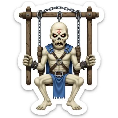 iron maiden monster Eddie  in a medieval torture device - cover x factor sticker