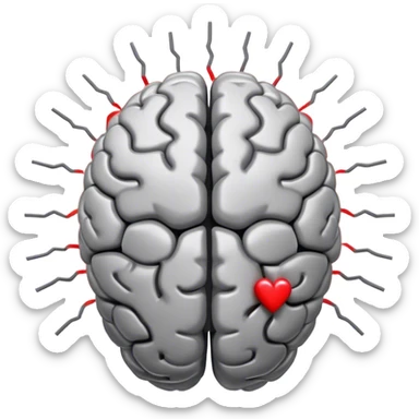 A **human brain** with a protector energy of negative thoughts... radiating loving thoughts while it rewires itself hearts sticker