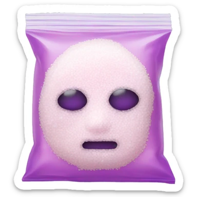 White Salt filling half of a small clear pink and purple baggie with no face  sticker