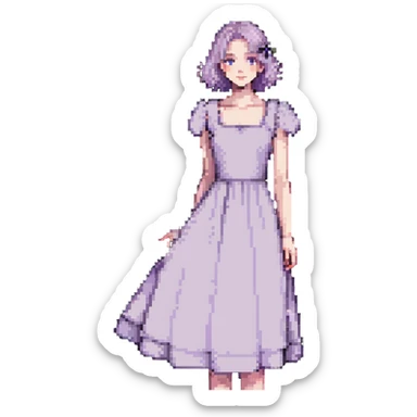 very pale almost white lavender rosy dress sticker