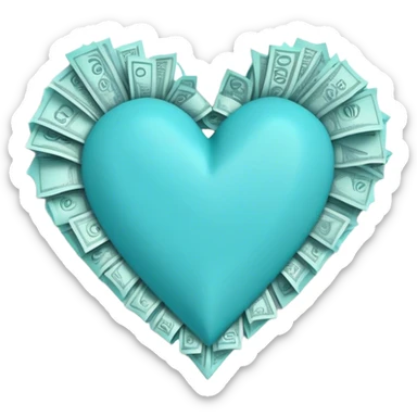 Turquoise heart and real notes sticker