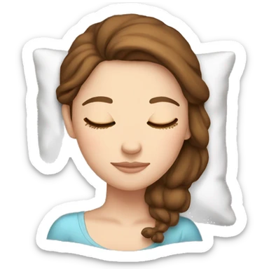 White girl with brown hair sleeping on Christmas  sticker