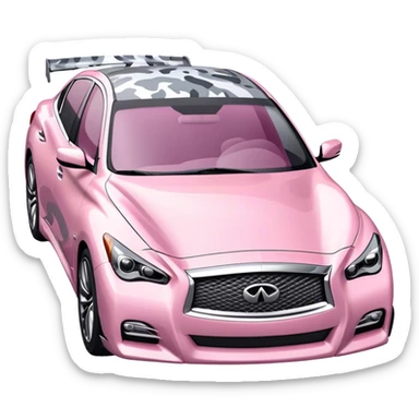 Infiniti car with pink and white and grey camo sticker