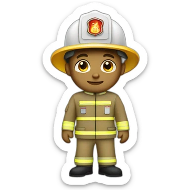 White tan fireman stand up sticker