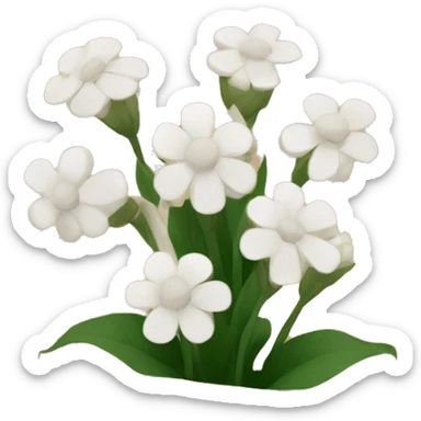 white flowers in brown paper sticker
