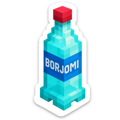 Borjomi bottle with a blue label sticker