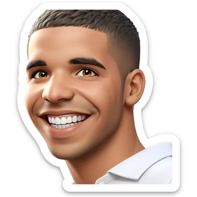 smiling boy in white shirt sticker