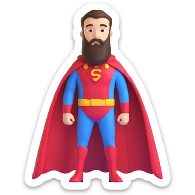 superhero with long beard, cape, superhero costume sticker