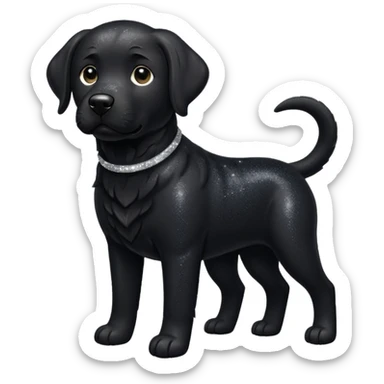 Black lab with black sparkly fur sticker