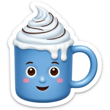 Blue and white hot chocolate sticker