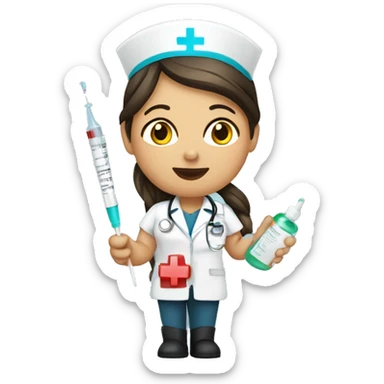 nurse with syringe sticker