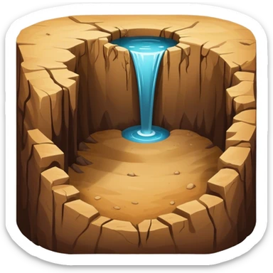 A deep hole or pit in the ground, often symbolizing a gap, depression, or an area of concern in a larger environment sticker