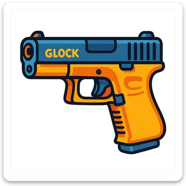a Glock pistol, cartoon style sticker
