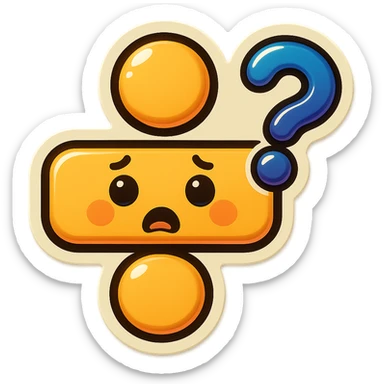 Create a division sign (÷) character in a pose that means 'Confused' or 'Question', suitable for a LINE emoji style with a transparent background. sticker