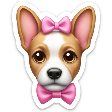 a dog with a cute pink bow on it sticker