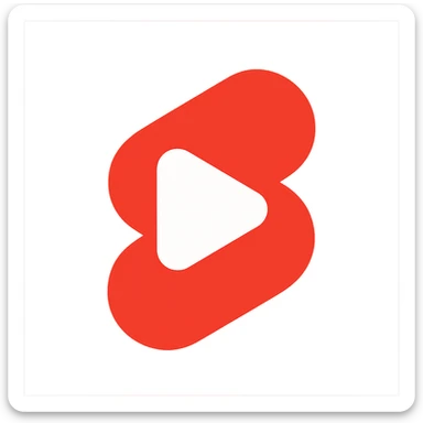 Modern minimalist logo inspired by YouTube Shorts but clearly distinct. Abstract red and white shapes on a white background. No text. Design a dynamic, playful symbol using rounded geometric forms, slightly resembling a play button or a film strip, but reimagined with a unique twist. Must look tech-oriented, simple, and brandable. MOST IMPORTANT : YouTube Shorts but clearly distinct not the same sticker