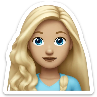 girl with blonde long hair and blue eyes and light tan skin tone  sticker