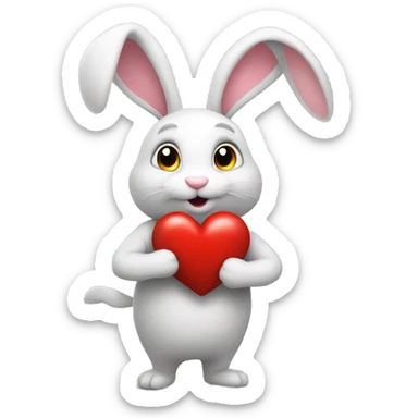 The bunny pulls a heart with the inscription ROMA in his hands sticker