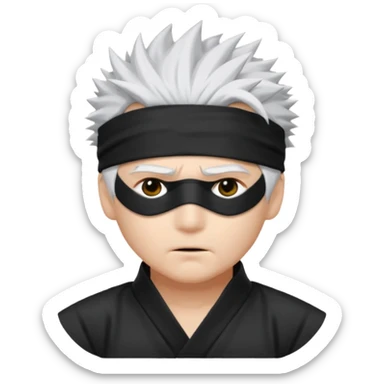 Gojo saturo with spiky hair and blind fold sticker